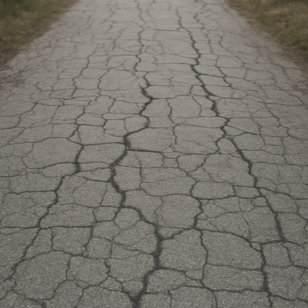 Cracked asphalt road